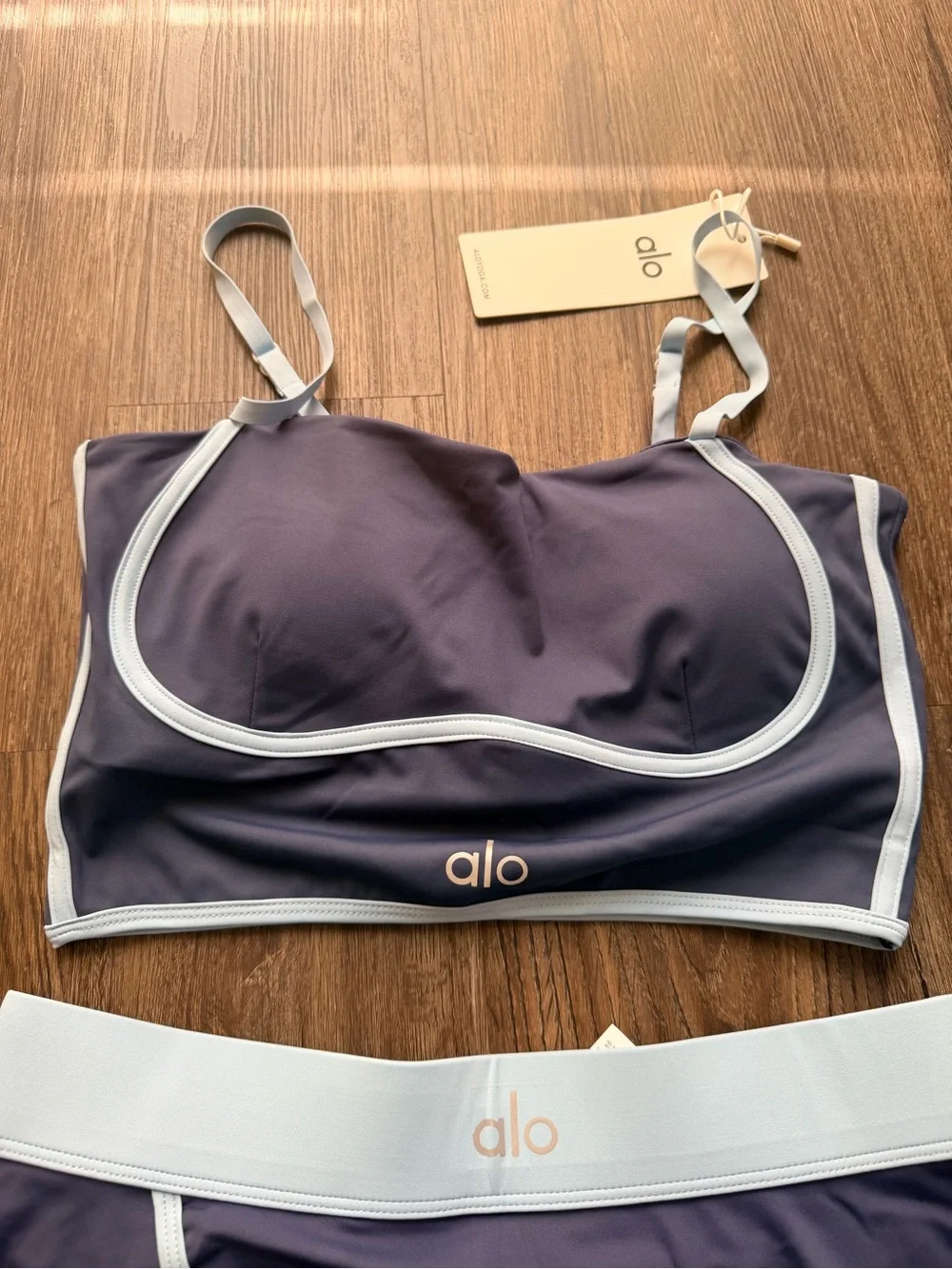 ALO Yoga Blue and White Skirt Set